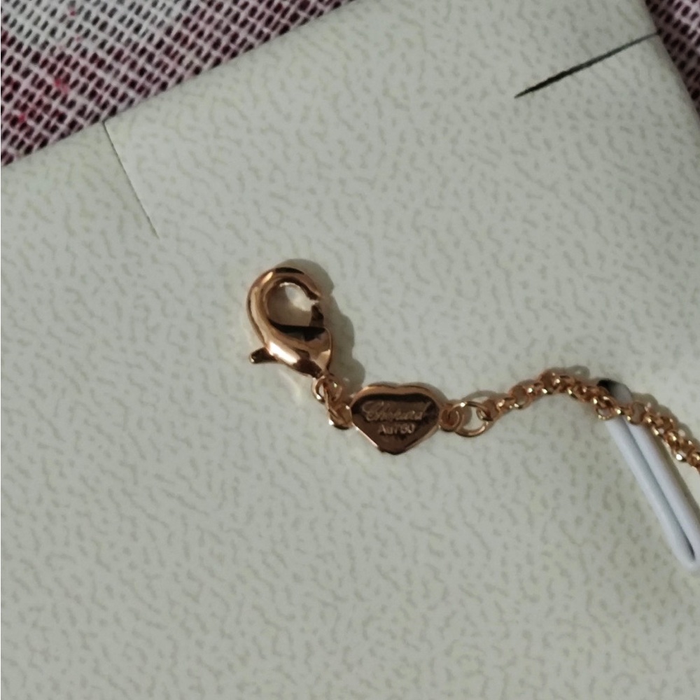 Chopard Rose Gold Chain Bracelet with Red Heart Pendant - Picture 3 of 12